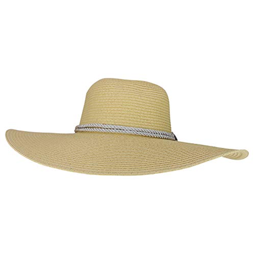 Trendy Apparel Shop Anchor Decorated Band Paper Braid Wide Brim Sun Hat
