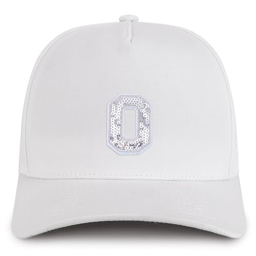Trendy Apparel Shop Letter O Sequin Patch 5 Panel Cotton Baseball Cap