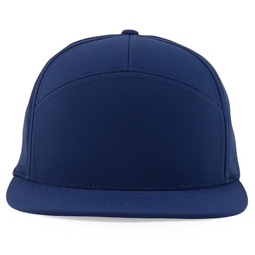 Trendy Apparel Shop Water Resistant UPF 50+ Performance 7 Panel Flatbill Snapback Cap