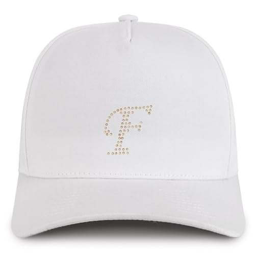 Trendy Apparel Shop Letter F Rhinestone Patch 5 Panel Cotton Baseball Cap