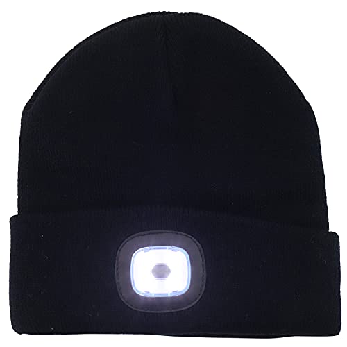 Trendy Apparel Shop LED Light Rechargeable Winter Long Cuff Beanie