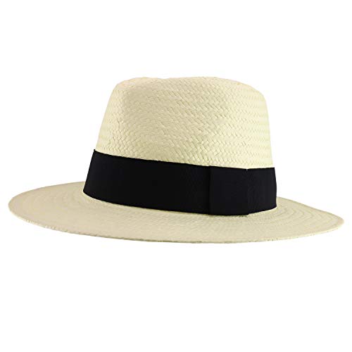 Trendy Apparel Shop Men's Toyo Braid Wide Band Large Brim Fedora Hat