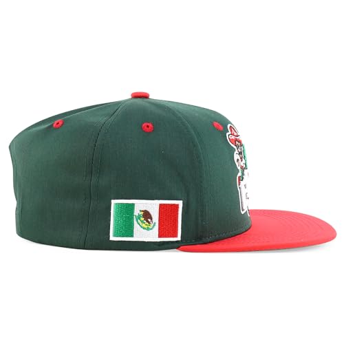 Trendy Apparel Shop Mexico El Tri Soccer Theme Embroidered Flatbill Snapback Cap