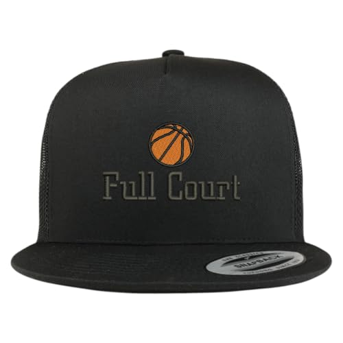 Trendy Apparel Shop Basketball Full Court Embroidered 5 Panel Flatbill Trucker Mesh Cap