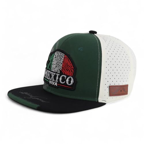 Trendy Apparel Shop Mexico Eagle Embroidered Laser Punching Mesh Back Flatbill Snapback Cap