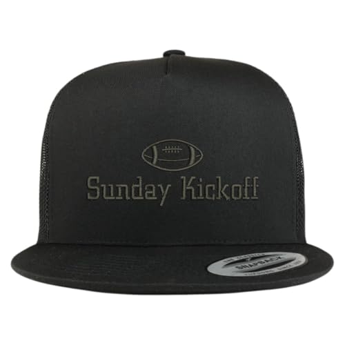 Trendy Apparel Shop Football Sunday Kickoff Embroidered 5 Panel Flatbill Trucker Mesh Cap
