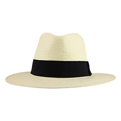 Trendy Apparel Shop Men's Toyo Braid Wide Band Large Brim Fedora Hat