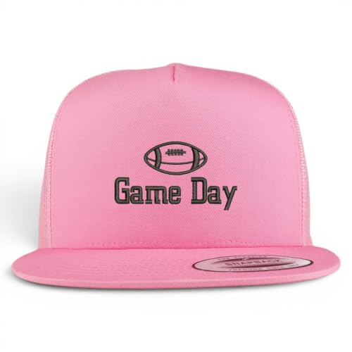 Trendy Apparel Shop Football Game Day Embroidered 5 Panel Flatbill Trucker Mesh Cap