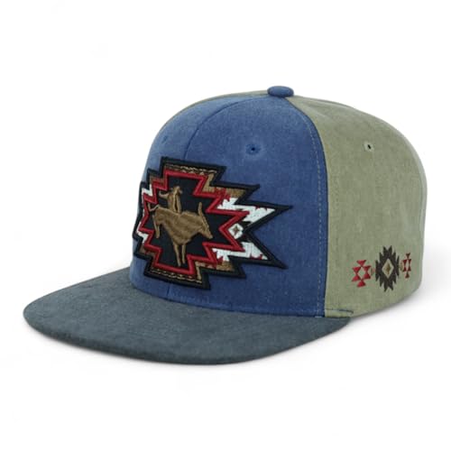 Trendy Apparel Shop Rodeo Design Embroidered Washed Cotton Flat Bill Snapback Cap