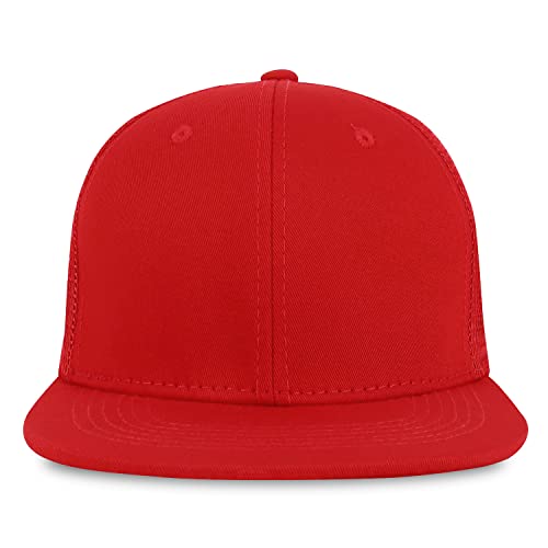 Trendy Apparel Shop Plain Solid Cotton Mesh Flatbill Snapback Cap