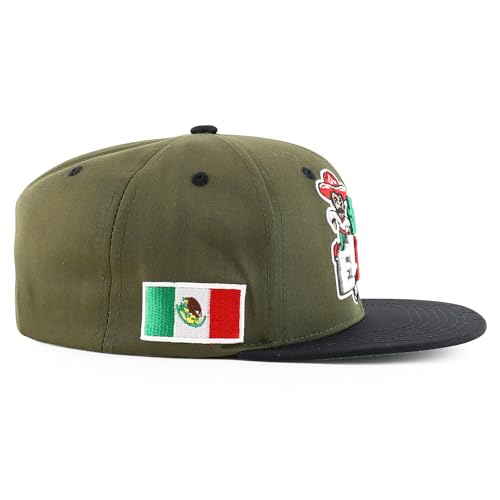 Trendy Apparel Shop Mexico El Tri Soccer Theme Embroidered Flatbill Snapback Cap