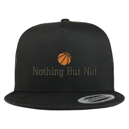 Trendy Apparel Shop Nothing But Net Embroidered 5 Panel Flatbill Trucker Mesh Cap
