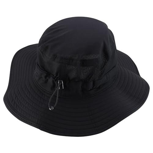 Trendy Apparel Shop Outdoor Large Brim Micro Mesh Performance Boonie Bucket Hat with Strap