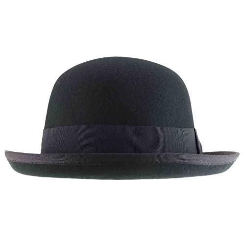 Trendy Apparel Shop Men's Wool Felt Upturn Brim Round Bowler Hat