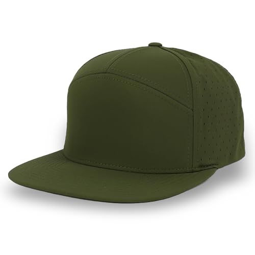 Trendy Apparel Shop Water Resistant UPF 50+ Performance 7 Panel Flatbill Snapback Cap