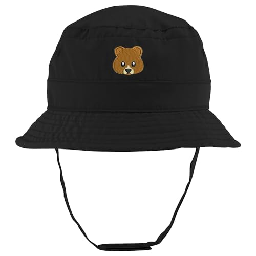 Trendy Apparel Shop Cute Bear Face Embroidered Infant Lightweight Bucket Hat with Chin Strap
