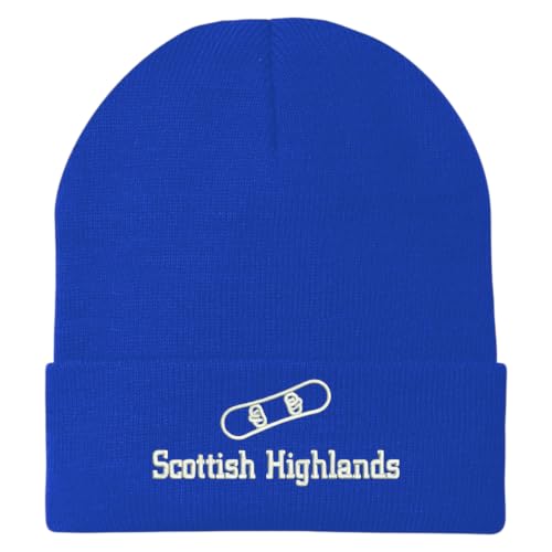 Trendy Apparel Shop Scottish Highlands Snowboard Logo Embroidered Long Cuff Beanie