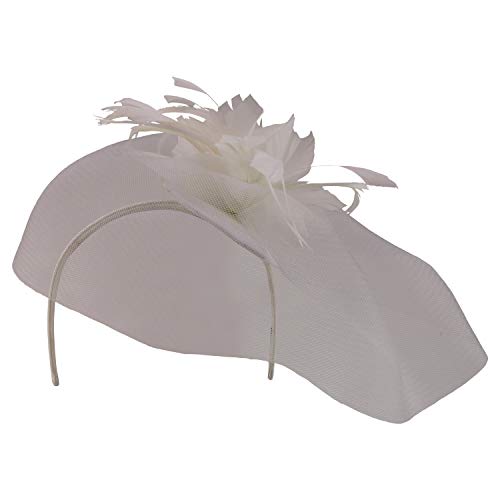Trendy Apparel Shop Feather Flower Wide Netting Fascinators Headband