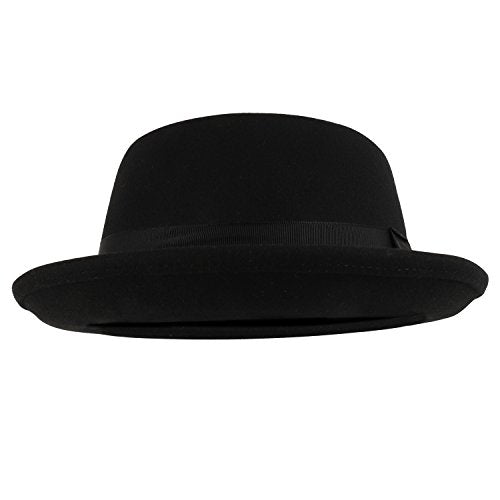Trendy Apparel Shop Made in USA Wool Stingy Brim Pork Pie Hat with Feather
