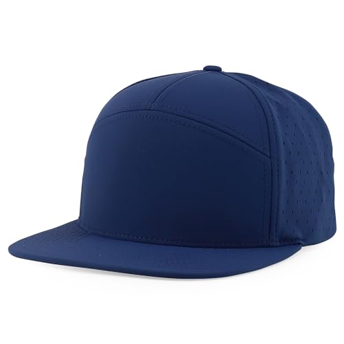 Trendy Apparel Shop Water Resistant UPF 50+ Performance 7 Panel Flatbill Snapback Cap