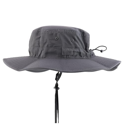 Trendy Apparel Shop Outdoor Large Brim Micro Mesh Performance Boonie Bucket Hat with Strap