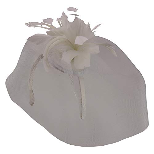 Trendy Apparel Shop Feather Flower Wide Netting Fascinators Headband