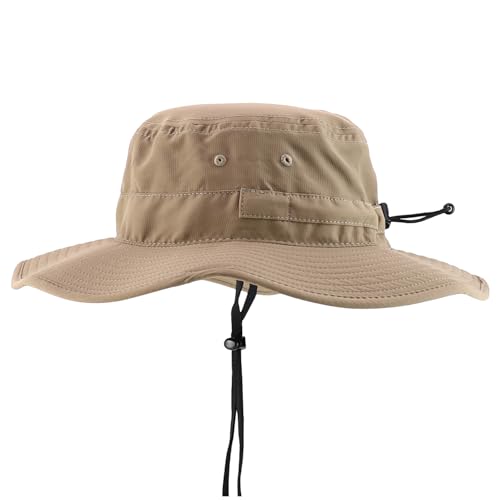 Trendy Apparel Shop Outdoor Large Brim Micro Mesh Performance Boonie Bucket Hat with Strap