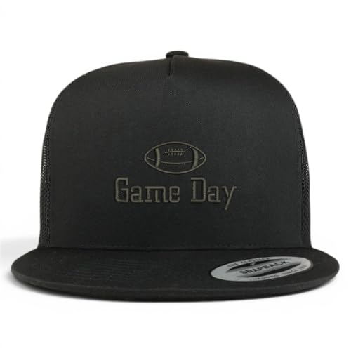Trendy Apparel Shop Football Game Day Embroidered 5 Panel Flatbill Trucker Mesh Cap