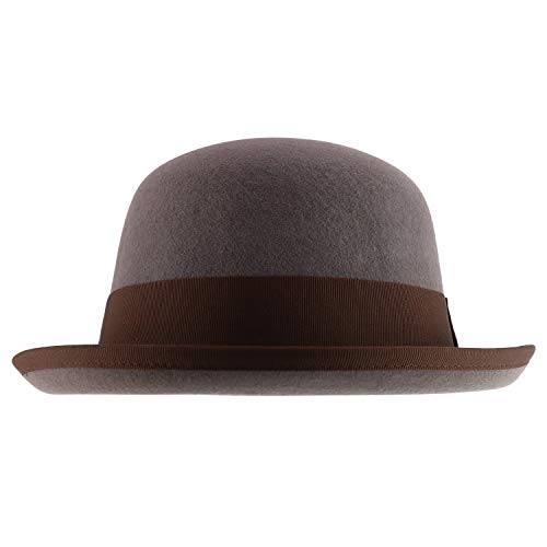 Trendy Apparel Shop Men's Wool Felt Upturn Brim Round Bowler Hat