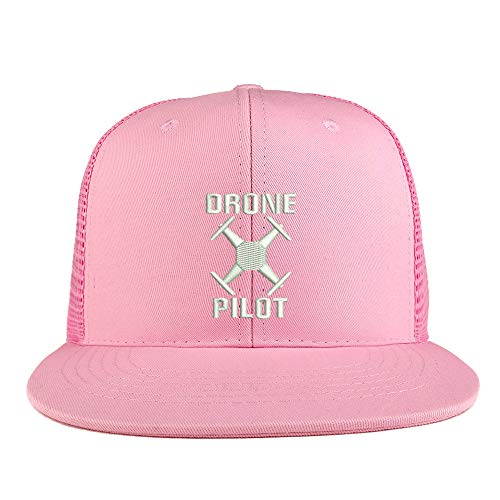Trendy Apparel Shop Drone Operator Pilot Embroidered Cotton Flatbill Mesh Back Trucker Cap