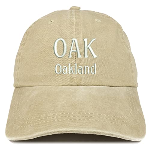 Trendy Apparel Shop Oak Oakland Embroidered Pigment Dyed Washed Baseball Cap