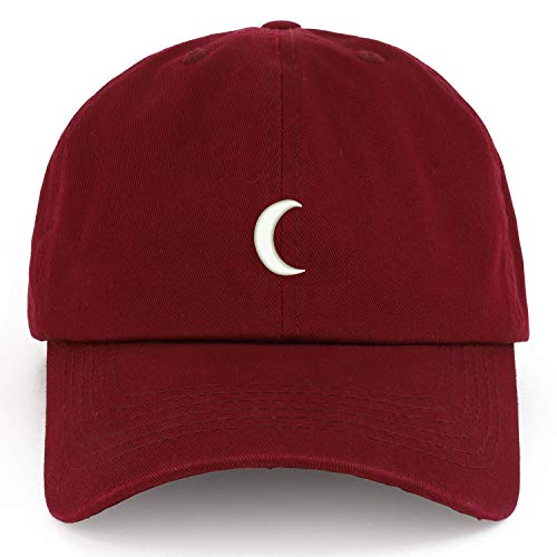 Trendy Apparel Shop XXL Crescent Moon Embroidered Unstructured Cotton Cap