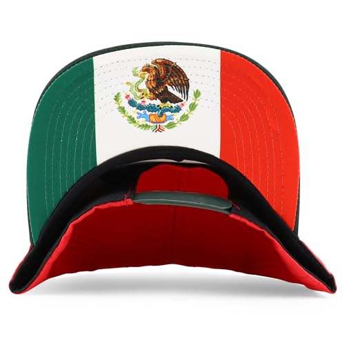 Trendy Apparel Shop 6 Panel Structured Mexico Eagle Flat Bill Snapback Baseball Cap