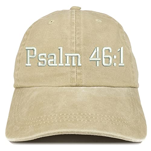 Trendy Apparel Shop Psalm 46:1 Washed Pigment Dyed Baseball Cap