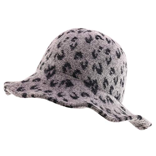 Trendy Apparel Shop Women's Leopard Printed Soft Wool Wired Brim Bucket Hat