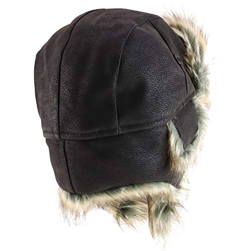 Trendy Apparel Shop Men's Fur Lined Faux Leather Winter Trooper Hat