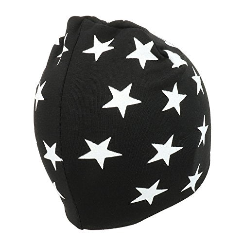 Trendy Apparel Shop Star All Over Printed Infant Size Cotton Short Beanie and Scarf Set