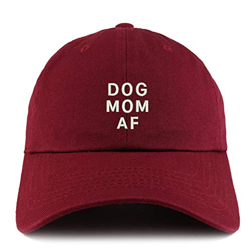 Trendy Apparel Shop Dog Mom AF Embroidered Solid Adjustable Unstructured Hat
