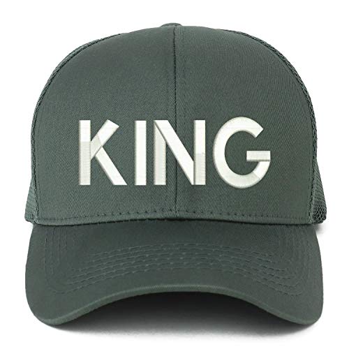 Trendy Apparel Shop XXL King Embroidered Structured Trucker Mesh Cap