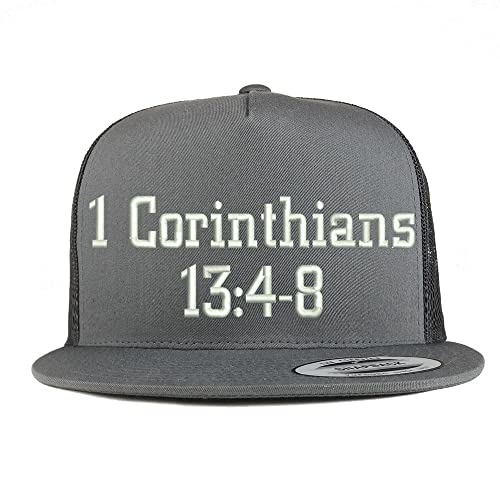 Trendy Apparel Shop 1 Corinthians 13:4-8 5 Panel Flatbill Trucker Cap