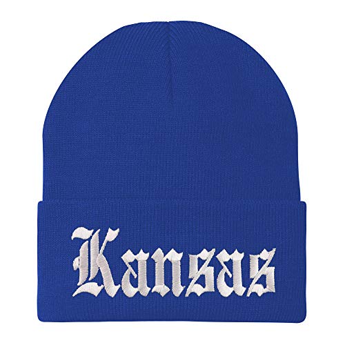 Trendy Apparel Shop Kansas State Old English Embroidered Long Cuff Beanie