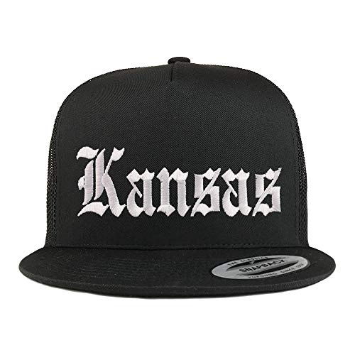 Trendy Apparel Shop Kansas State Old English 5 Panel Flatbill Trucker Mesh Cap