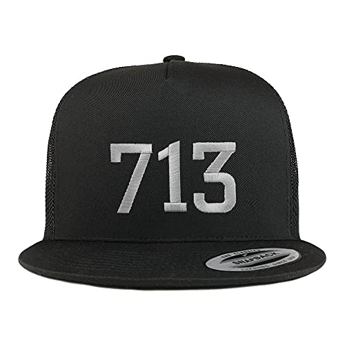 Trendy Apparel Shop Houston 713 Old English 5 Panel Flatbill Trucker Cap