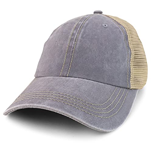 Trendy Apparel Shop Pigment Dyed Front Mesh Back Unstructured Trucker Ball Cap