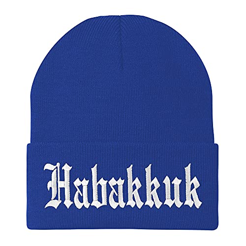 Trendy Apparel Shop Habakkuk Old English Embroidered Long Cuff Beanie