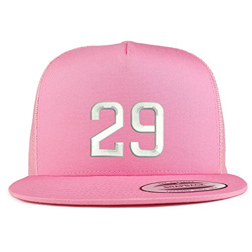Trendy Apparel Shop Number 29 Embroidered 5 Panel Flatbill Trucker Mesh Cap