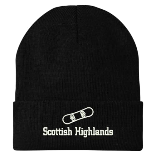 Trendy Apparel Shop Scottish Highlands Snowboard Logo Embroidered Long Cuff Beanie