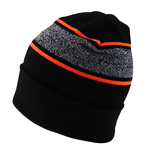 Trendy Apparel Shop Made in USA Striped Contrasting Stripes Long Cuff Beanie