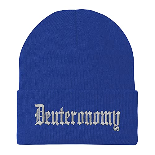 Trendy Apparel Shop Deuteronomy Old English Embroidered Long Cuff Beanie