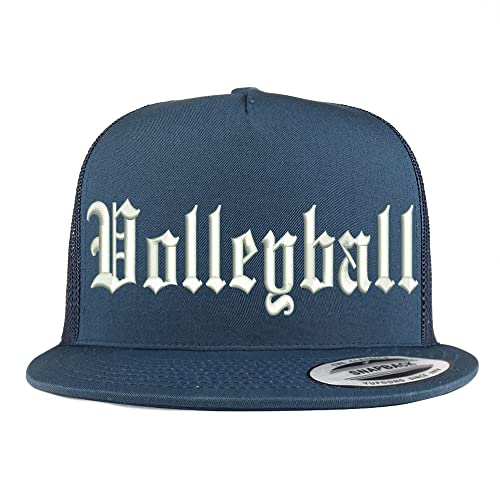 Trendy Apparel Shop Old English Volleyball 5 Panel Flatbill Trucker Cap